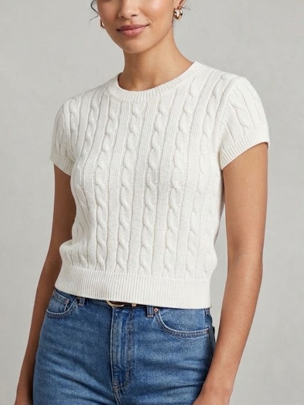 GAP Cable Knit Short Sleeve Sweater Top